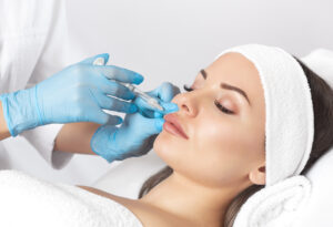 woman receiving dermal filler injection